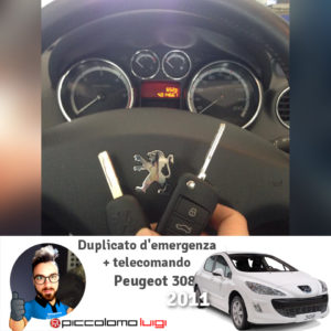 Duplicato d'emergenza + telecomando Peugeot 308 2011